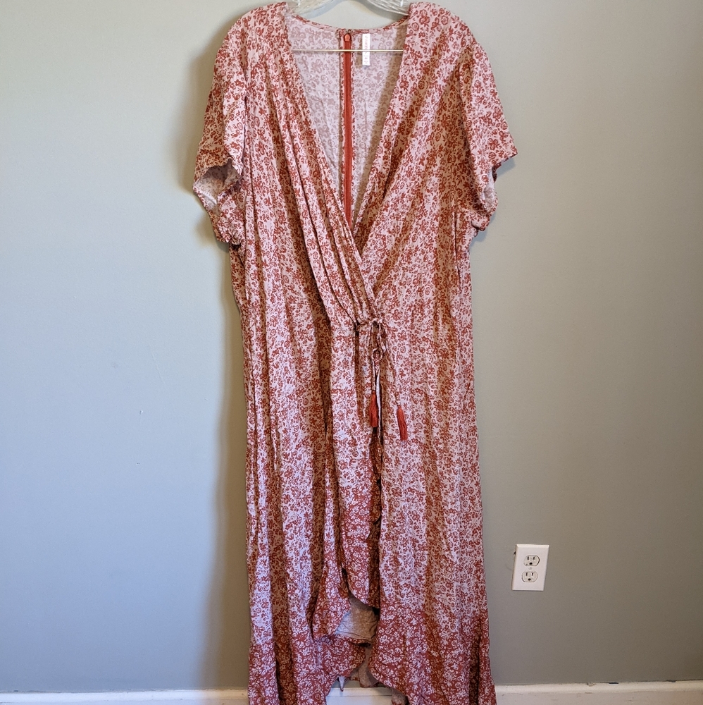 Xhilaration Floral Print Maxi Wrap Dress, size 4x